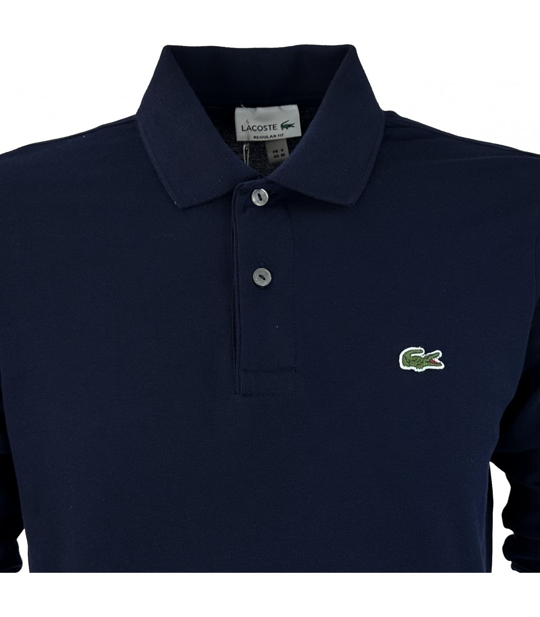 Темно-синее поло с длинным рукавом Lacoste L600-2