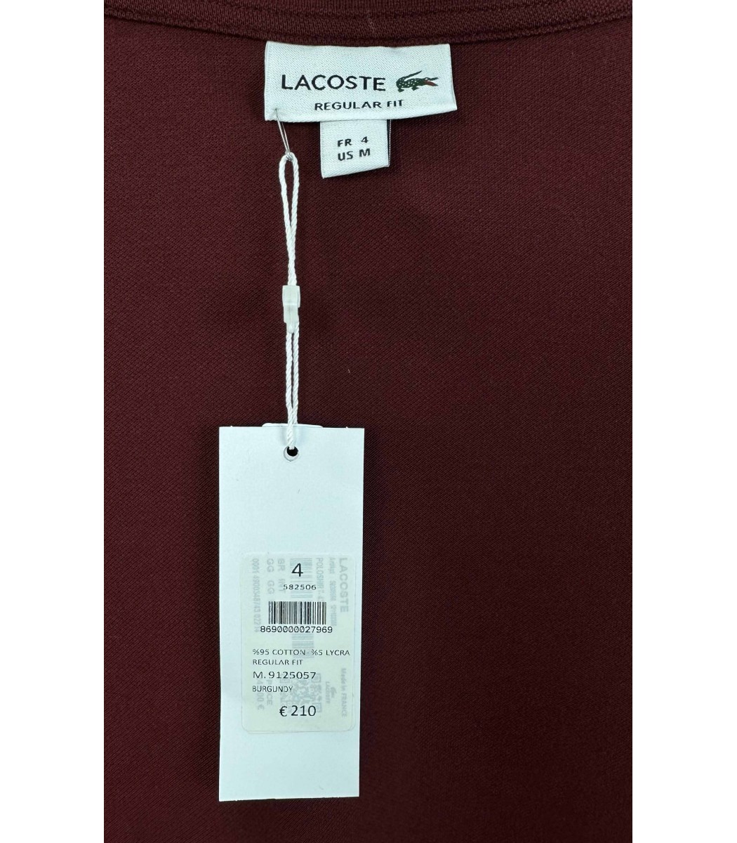 Гранатовое поло с длинным рукавом Lacoste L600-33