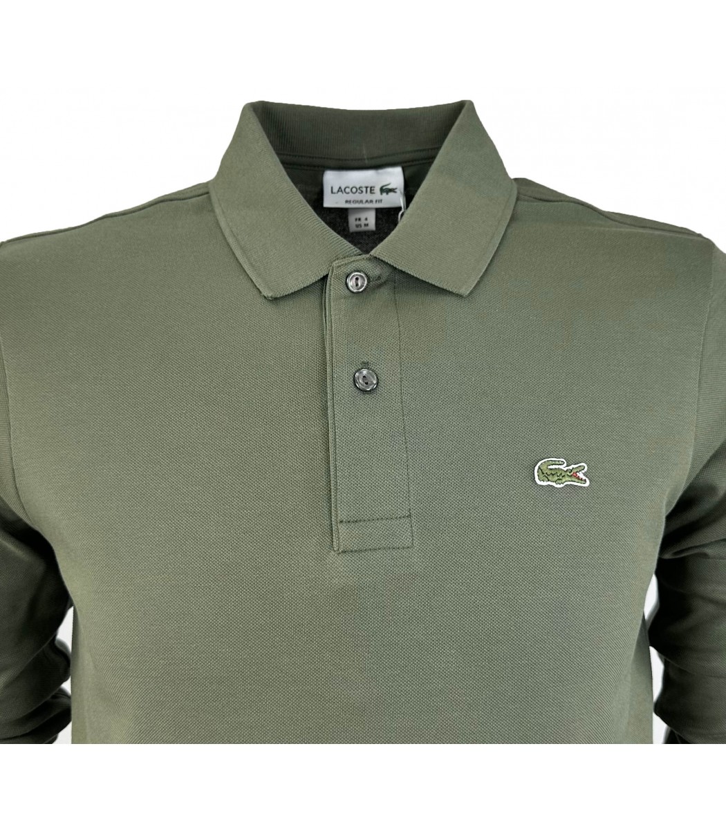 Хаки поло с длинным рукавом Lacoste L600-51