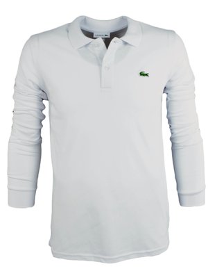 Белое поло с длинным рукавом Lacoste L600-3