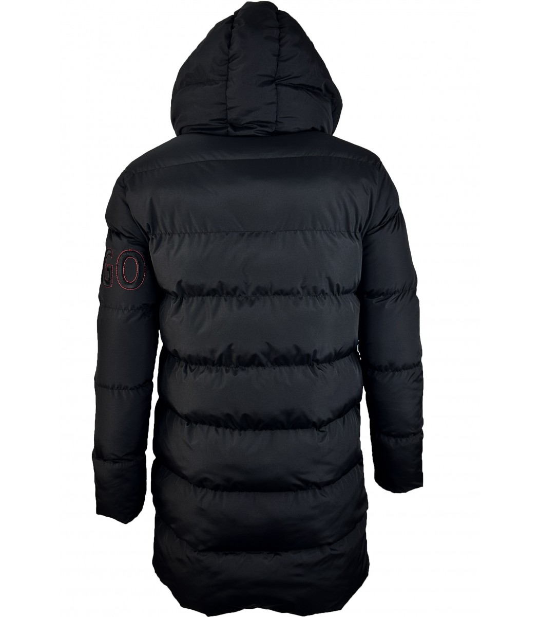 Черный удлиненный пуховик HUGO 1960-1 Черный удлиненный пуховик HUGO 1960-1