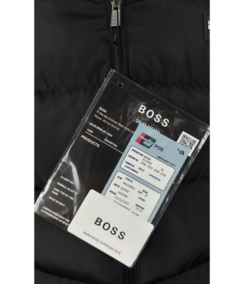 Черный пуховик BOSS 1620-1 Черный пуховик BOSS 1620-1