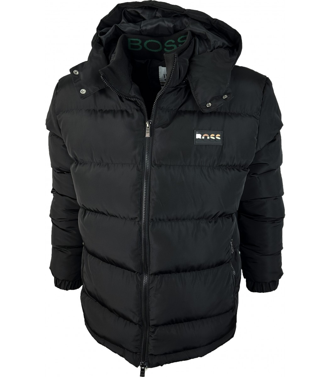 Черный пуховик BOSS 1620-1 Черный пуховик BOSS 1620-1