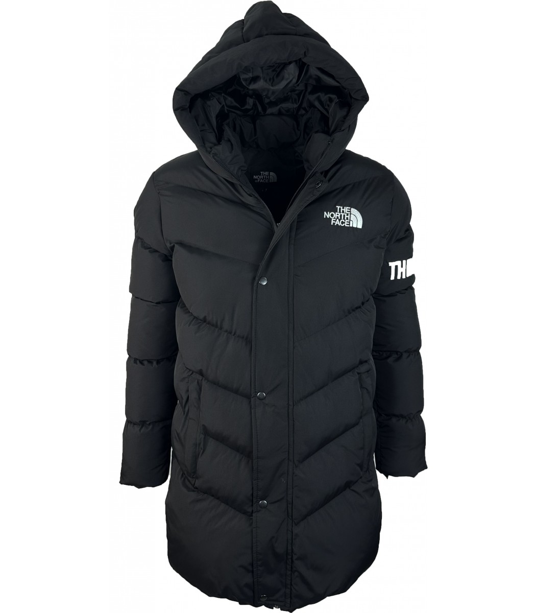 Черный длинный пуховик THE NORTH FACE 1786-1 Черный длинный пуховик THE NORTH FACE 1786-1