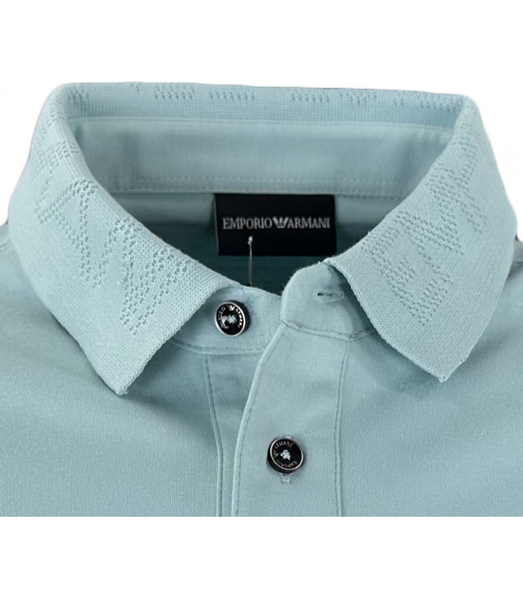 Голубая футболка поло Emporio Armani 14-525-15