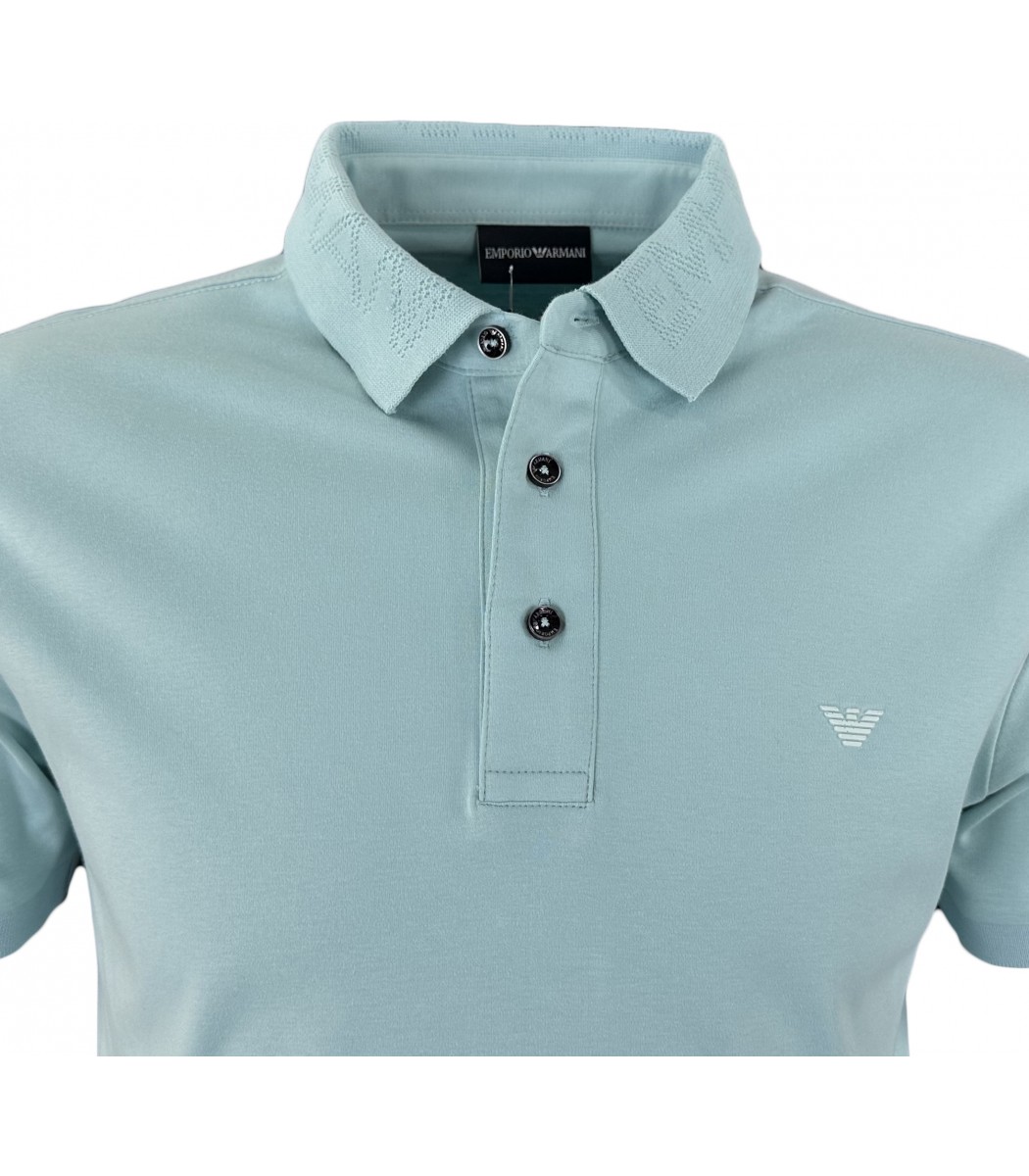 Голубая футболка поло Emporio Armani 14-525-15