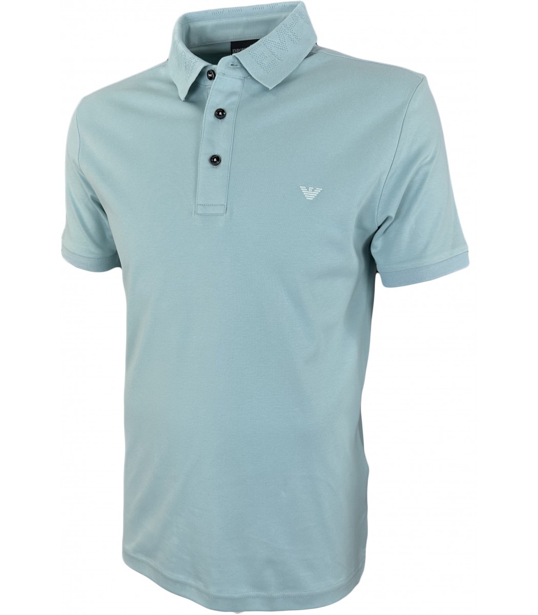 Голубая футболка поло Emporio Armani 14-525-15