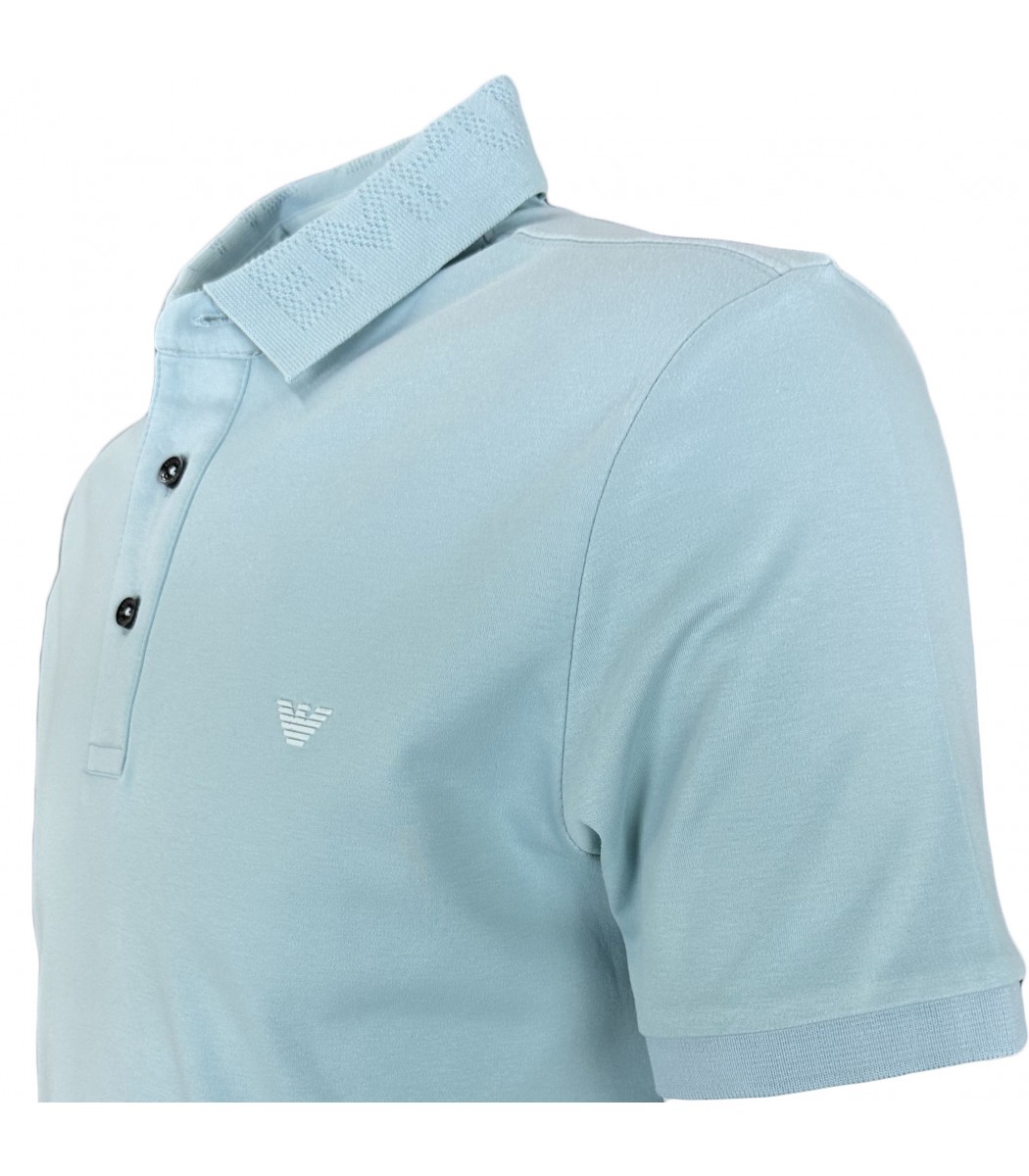 Голубая футболка поло Emporio Armani 14-525-15