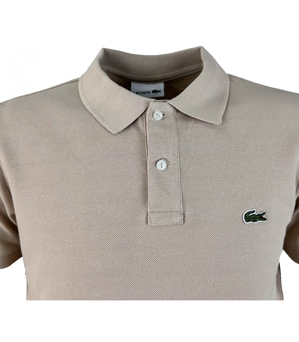 Бежевая футболка поло Lacoste LC2-13