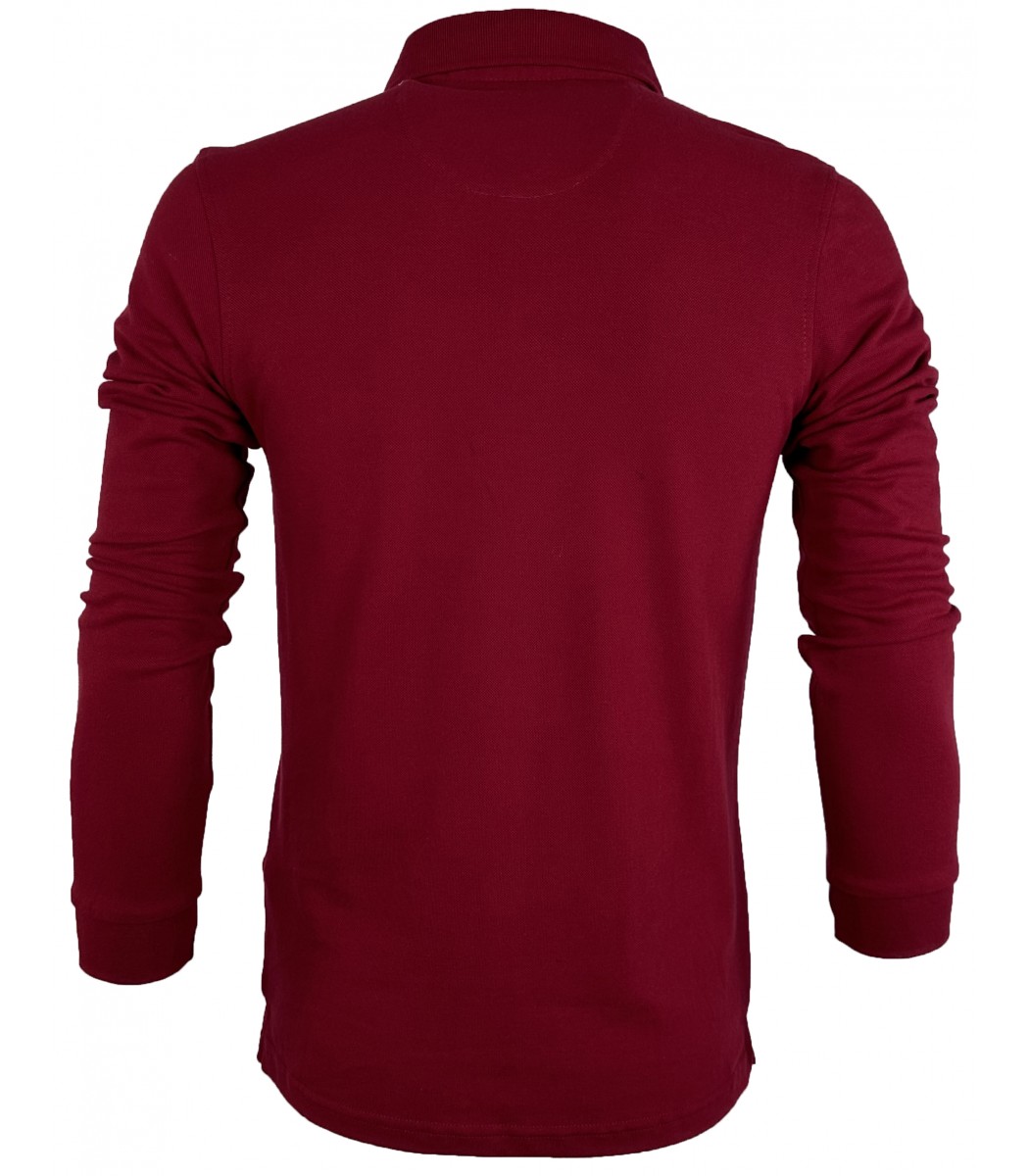 Бордовое поло с длинным рукавом Tommy Hilfiger TH4711-25