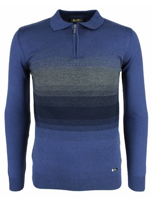Синее поло с длинным рукавом ZILLI 7285