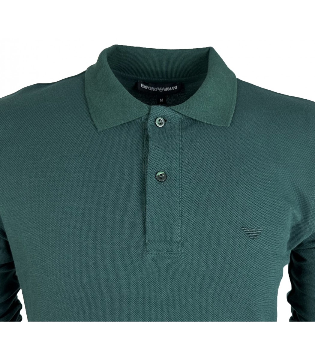 Купить - Темно-зеленое поло с длинным рукавом Emporio Armani EA500-7 ...